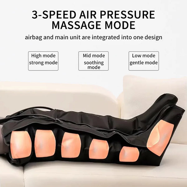 Masseur De Jambes Pneumatique Électrique Version Étendue Pour Une Relaxation Profonde Des Cuisses, Des Mollets Et Des Pieds Avec Télécommande