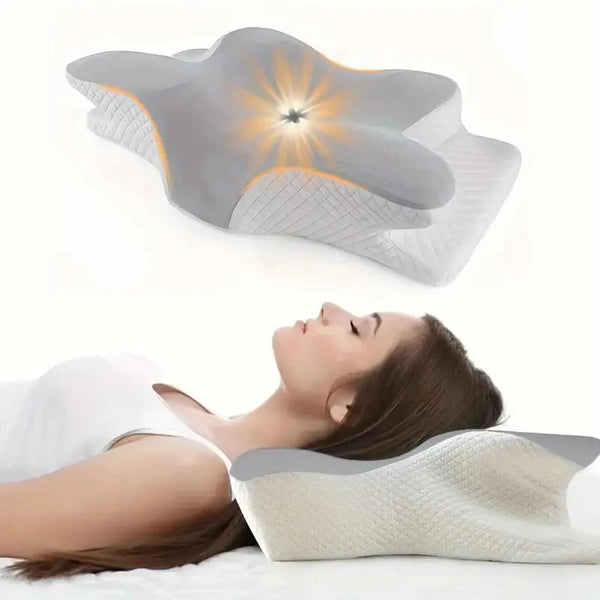 Oreillers en mousse à mémoire de forme en forme de papillon, oreiller cervical relaxant à rebond lent pour le cou, soulagement de la douleur, oreiller orthopédique pour dormir