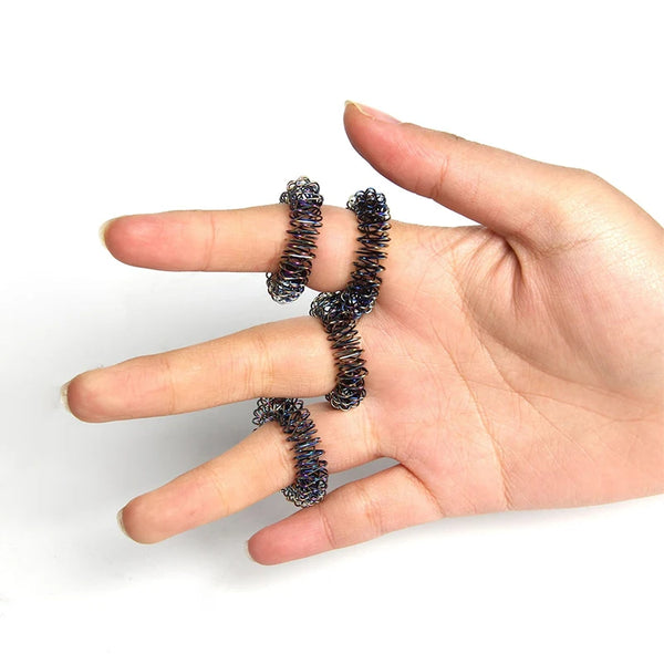 Anneau De Massage Des Doigts En or Noir, 5 Pièces/Ensemble, Anneau D'Acupuncture, Thérapie Relaxante, Main
