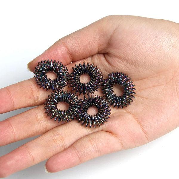 Anneau De Massage Des Doigts En or Noir, 5 Pièces/Ensemble, Anneau D'Acupuncture, Thérapie Relaxante, Main