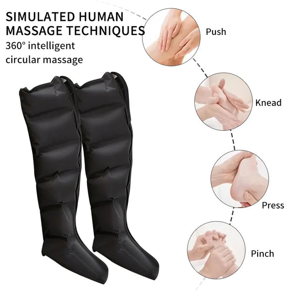 Masseur De Jambes Pneumatique Électrique Version Étendue Pour Une Relaxation Profonde Des Cuisses, Des Mollets Et Des Pieds Avec Télécommande