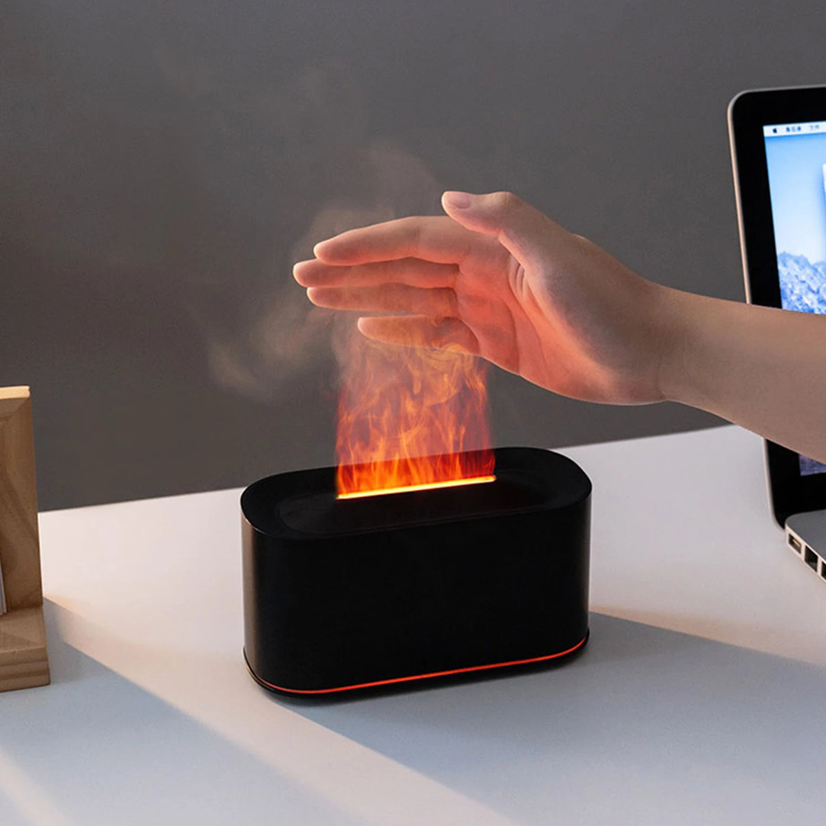 Flame Air Humidifier with 7 Colors Light Aroma Diffuser with Auto-Off Protection Air Diffuser Humidifier for Home Office Bedroom