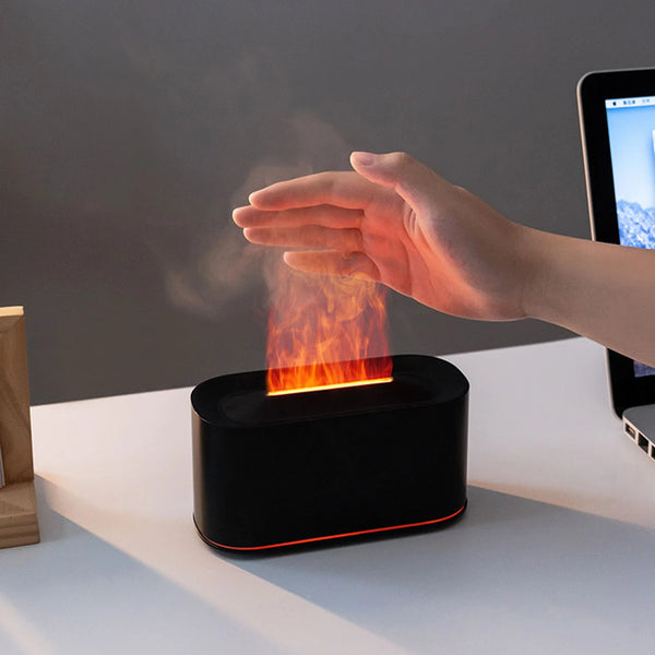 Flame Air Humidifier with 7 Colors Light Aroma Diffuser with Auto-Off Protection Air Diffuser Humidifier for Home Office Bedroom