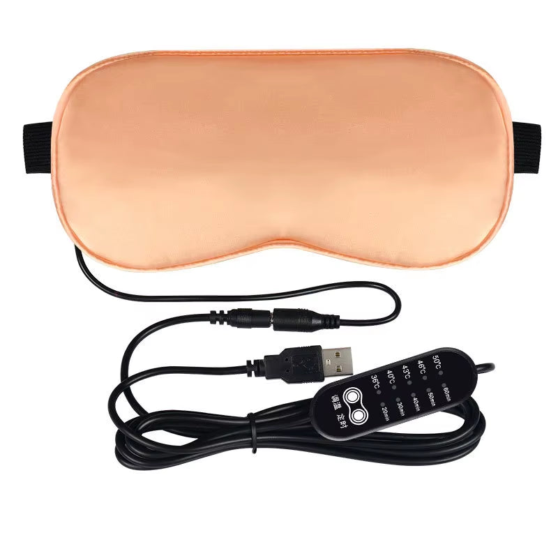Silk Sleep Mask USB Heated Eye Heating Mask Hot Steam Compress Eyes Cover Sleeping Silk Electrical Temperature Control Blindfold